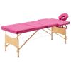 Foldable Massage Table 3 Zones Wood Pink