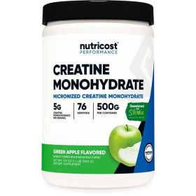 Nutricost Creatine Monohydrate Powder (Green Apple, 500 Gram) - Micronized Creatine Supplement - Vegan, Non-GMO, Gluten Free