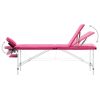 Foldable Massage Table 3 Zones Aluminum Pink