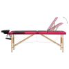 Foldable Massage Table 3 Zones Wood Black and Pink