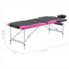 3-Zone Foldable Massage Table Aluminum Black and Pink