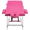 Foldable Massage Table 3 Zones Aluminum Pink